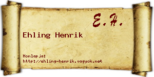 Ehling Henrik névjegykártya